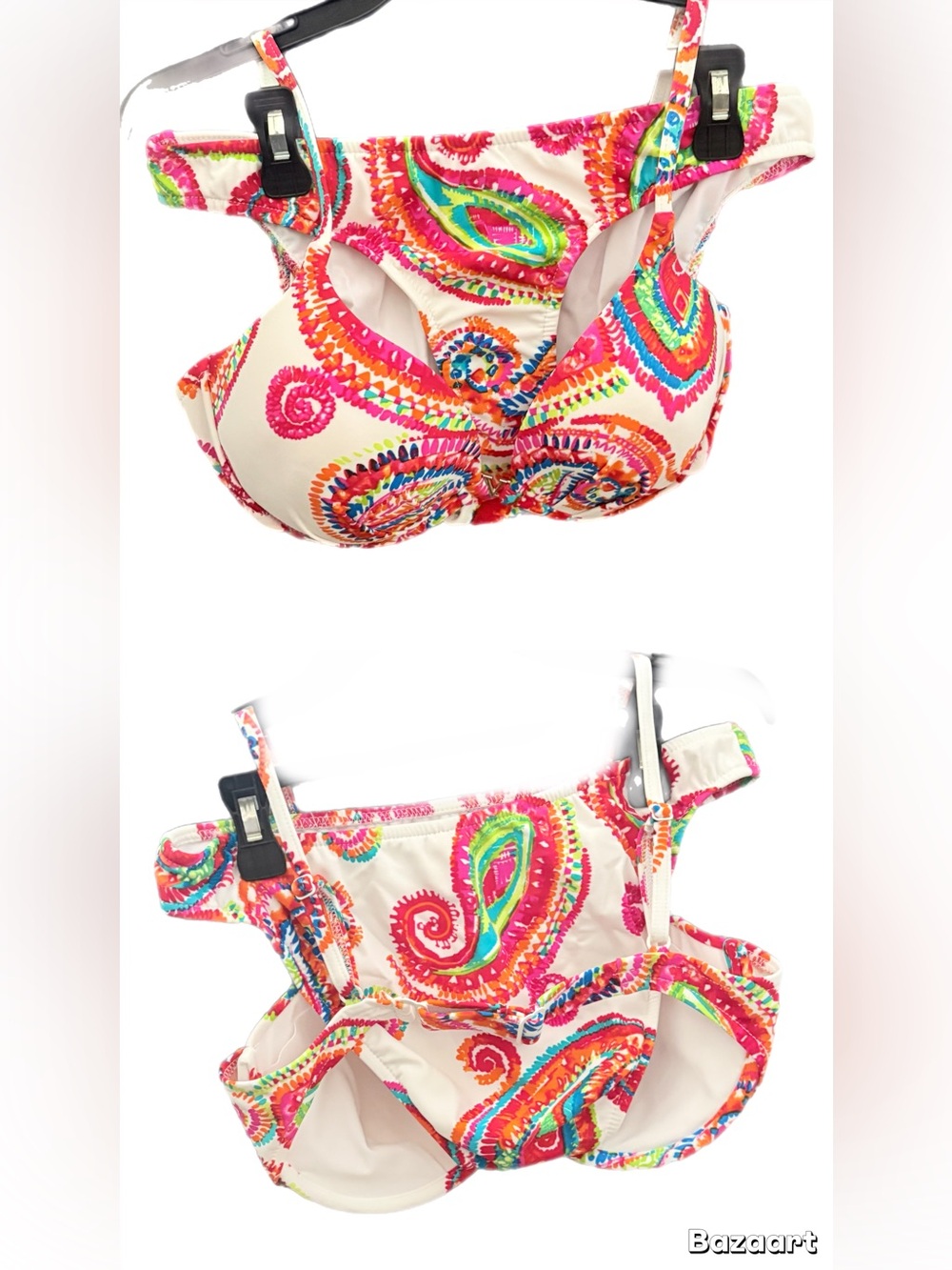 VENUS Multicolor Paisley Bikini Set - Cream Base with Pink, Green & Blue
